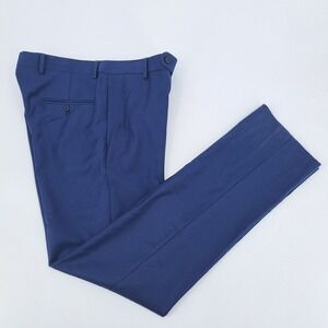 Joseph Abboud Dress Pants Mens 32x33 100% Wool Blue Solid Flat Front